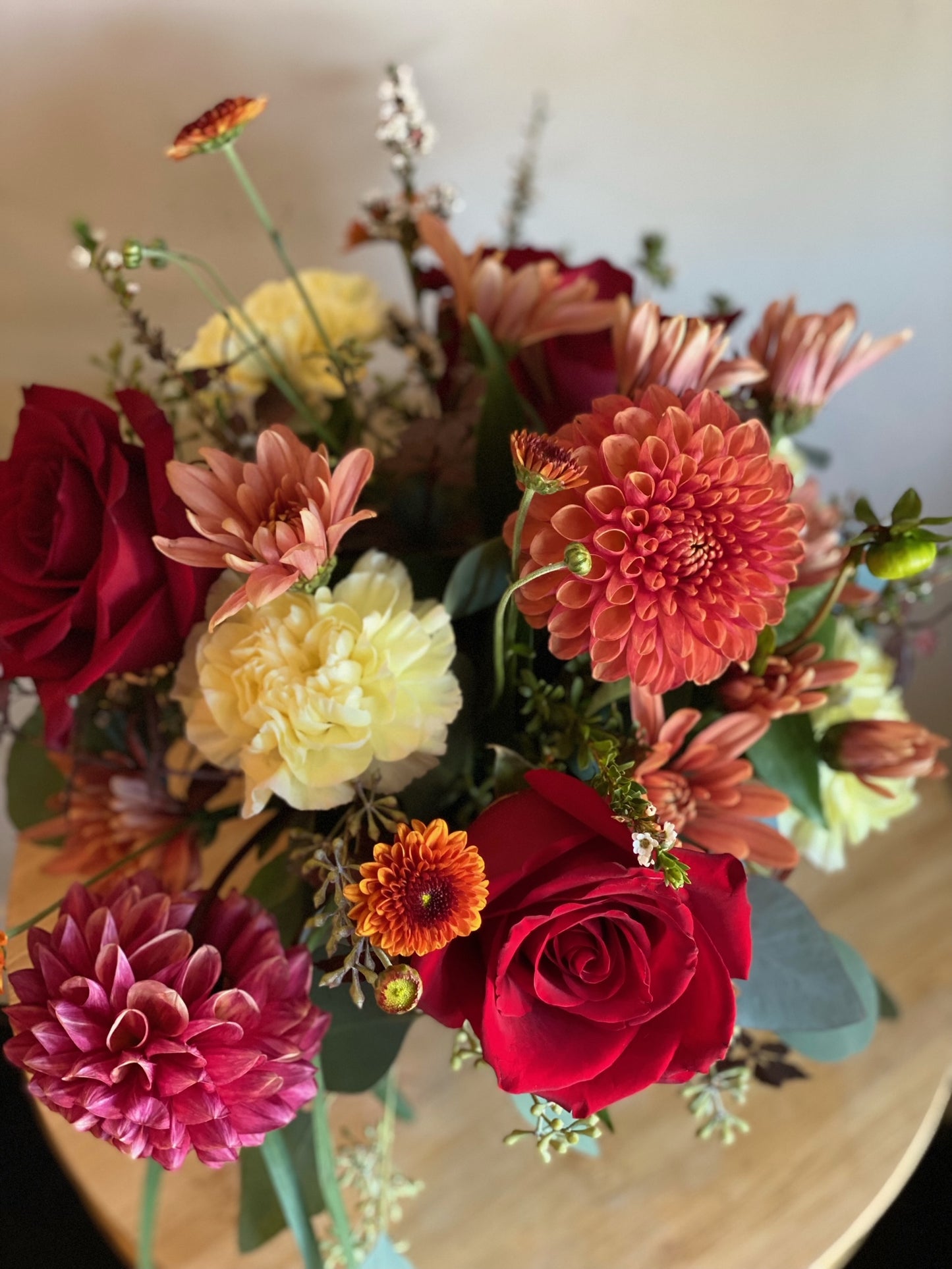 Festival Fall Arrangement in Gold Jar
