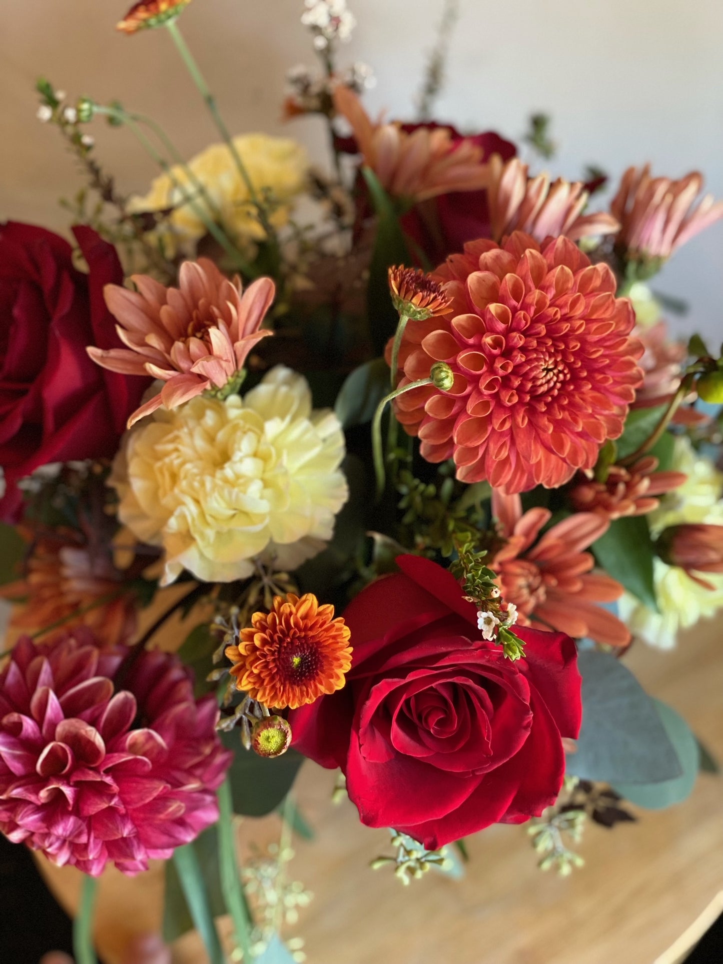 Festival Fall Arrangement in Gold Jar