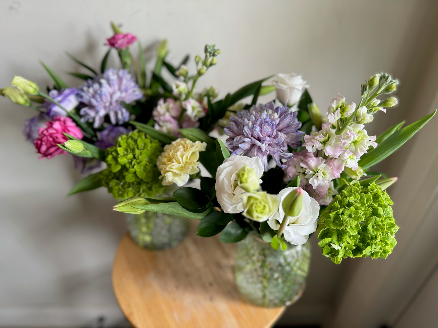 Mixed Spring Arrangement in Diamond-Cut Glass Vase