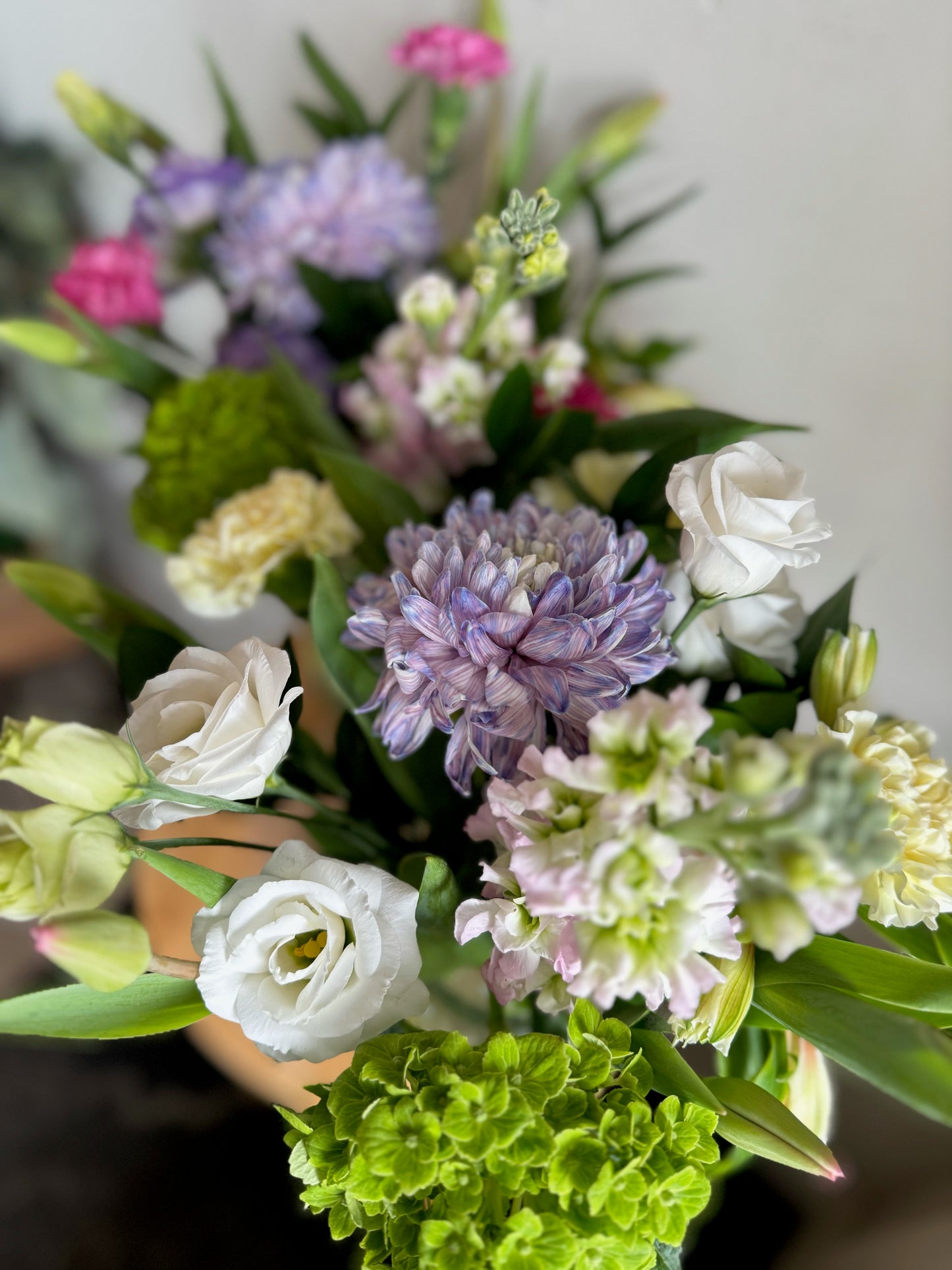 Mixed Spring/Summer Arrangement in Glass Vase