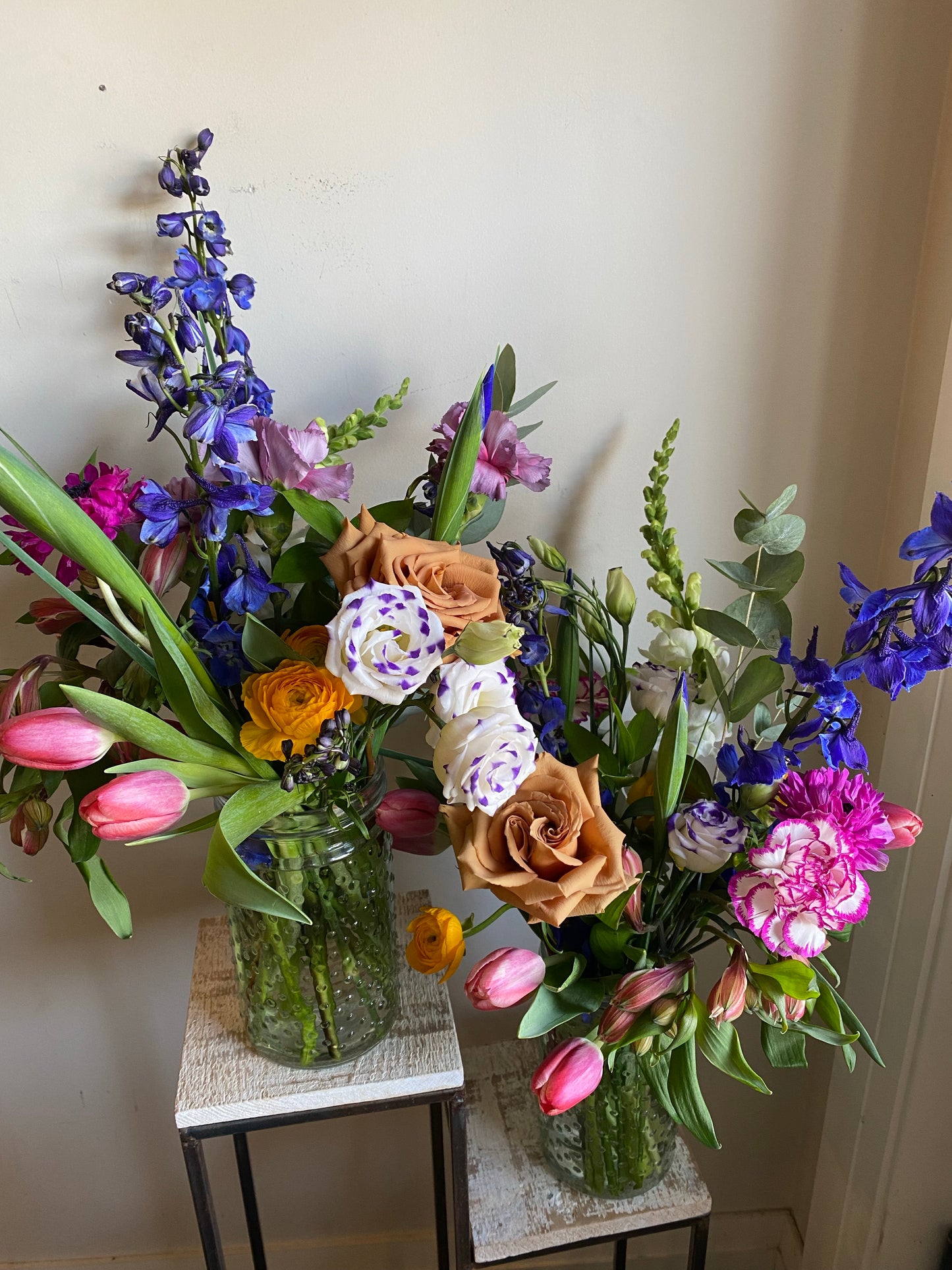 Mixed Spring Arrangement in A Glass Jar