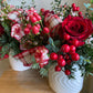 Christmas Centrepiece in White Ceramic Pot