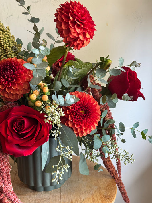 'It's Fall Y'All' Table Arrangement in Ceramic Pot