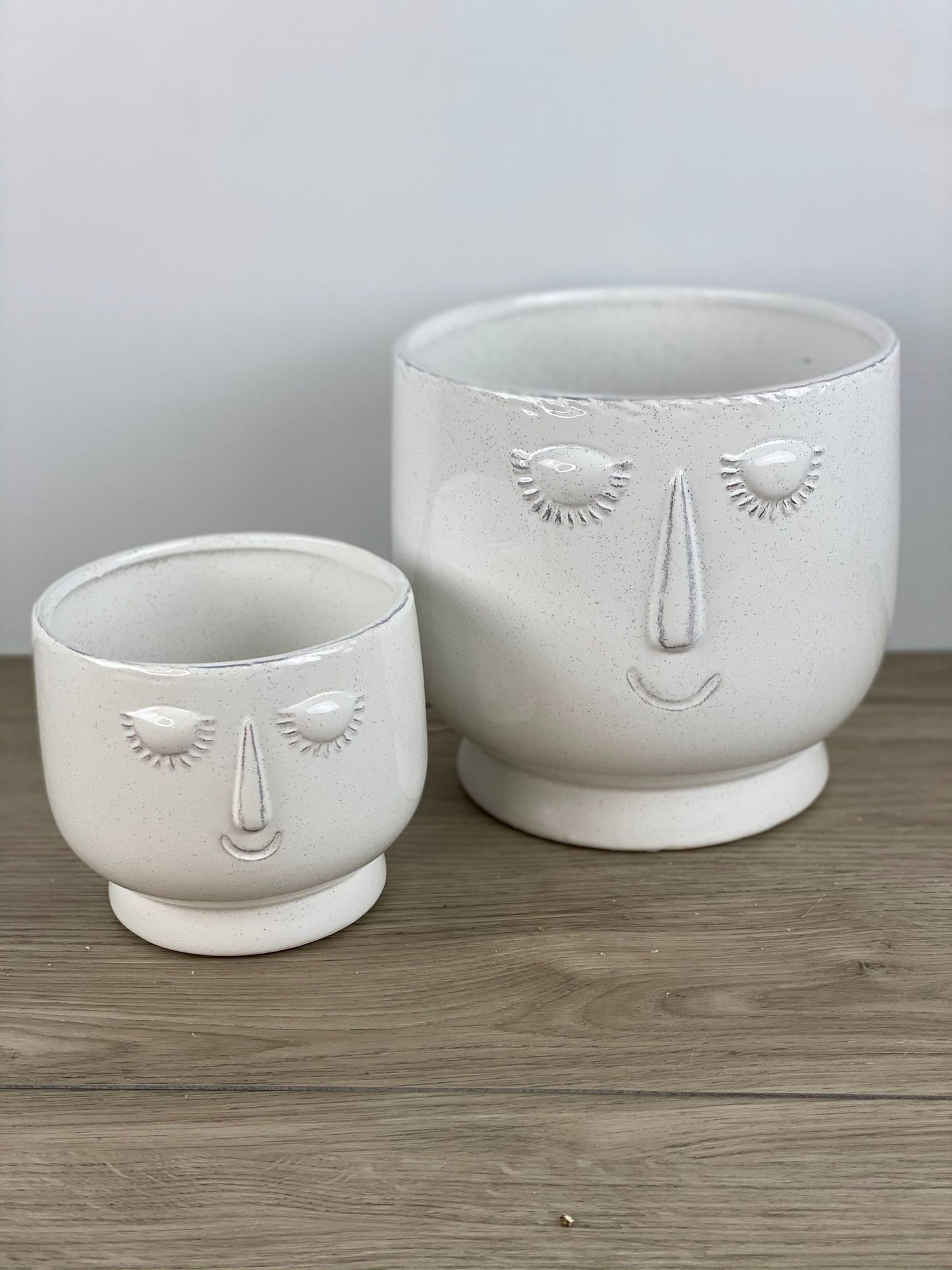 White Ceramic Face Pot